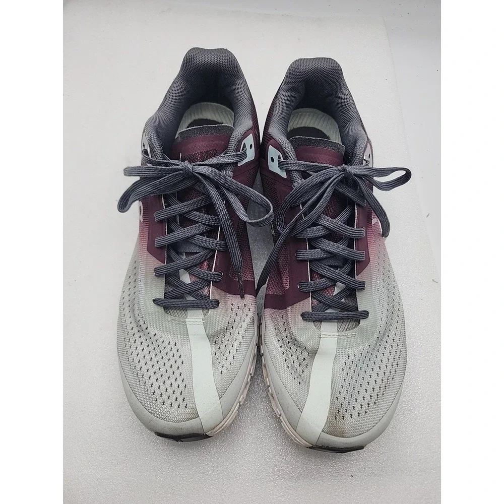On Cloudflow Running Shoes Womens Size 8 Gray Maroon Athletic Lace Up Sneakers - Picture 2 of 10